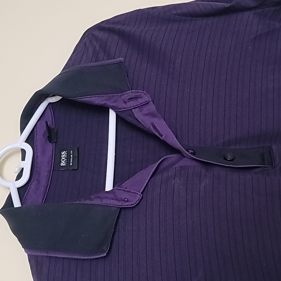 Hugo Boss Men Purple Short Sleeve Polo Regular Fit Size L - Picture 3 of 7